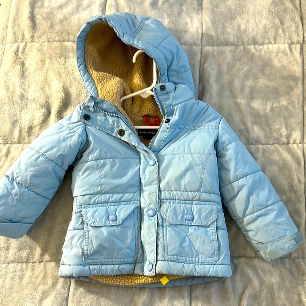 Land’s End Blue Puffer Coat Sherpa Lined